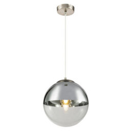 Luminosa Lighting Luminosa Varus 30Cm Globe Pendant Ceiling Light Nickel Matt Transparent Glass Shade 1X E27 - thumbnail 3