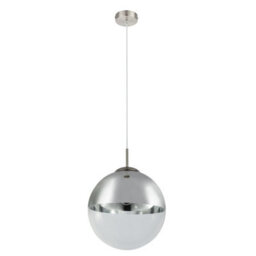 Luminosa Lighting Luminosa Varus 30Cm Globe Pendant Ceiling Light Nickel Matt Transparent Glass Shade 1X E27 - thumbnail 2