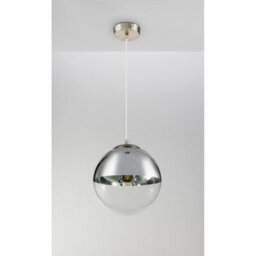 Luminosa Lighting Luminosa Varus 30Cm Globe Pendant Ceiling Light Nickel Matt Transparent Glass Shade 1X E27 - thumbnail 6