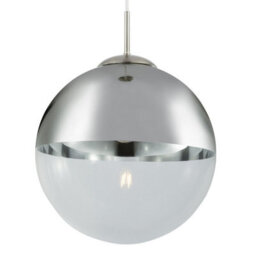 Luminosa Lighting Luminosa Varus 30Cm Globe Pendant Ceiling Light Nickel Matt Transparent Glass Shade 1X E27 - thumbnail 4