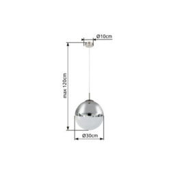 Luminosa Lighting Luminosa Varus 30Cm Globe Pendant Ceiling Light Nickel Matt Transparent Glass Shade 1X E27 - thumbnail 9