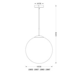 Luminosa Lighting Luminosa Varus 30Cm Globe Pendant Ceiling Light Nickel Matt Transparent Glass Shade 1X E27 - thumbnail 8