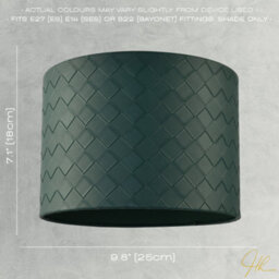 Happy Homewares Forest Green Faux Leather Laced Drum Lamp Shade With Cotton Lining - thumbnail 7