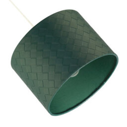 Happy Homewares Forest Green Faux Leather Laced Drum Lamp Shade With Cotton Lining - thumbnail 3