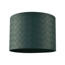 Happy Homewares Forest Green Faux Leather Laced Drum Lamp Shade With Cotton Lining - thumbnail 1