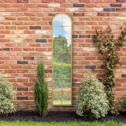 Mirroroutlet The Arcus Gold Arched Leaner Garden Wall Mirror 190Cm X 40Cm