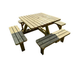Mg Timber Products: Premium Quality, 8 Seater Square Picnic Bench, Pub Table. Made From Pressure Treated, Swedish Redwood - thumbnail 2