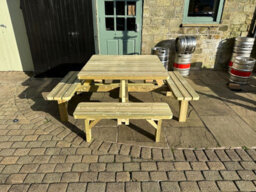 Mg Timber Products: Premium Quality, 8 Seater Square Picnic Bench, Pub Table. Made From Pressure Treated, Swedish Redwood - thumbnail 3