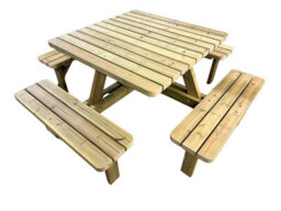 Mg Timber Products: Premium Quality, 8 Seater Square Picnic Bench, Pub Table. Made From Pressure Treated, Swedish Redwood - thumbnail 1