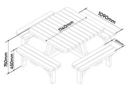 Mg Timber Products: Premium Quality, 8 Seater Square Picnic Bench, Pub Table. Made From Pressure Treated, Swedish Redwood - thumbnail 6
