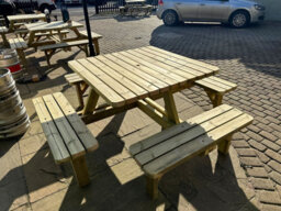 Mg Timber Products: Premium Quality, 8 Seater Square Picnic Bench, Pub Table. Made From Pressure Treated, Swedish Redwood - thumbnail 5