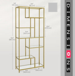 Modcraft 6-Tier Glass Bookshelf - Tall Display Bookcase & Plant Stand, Tempered Glass Shelves, - thumbnail 4