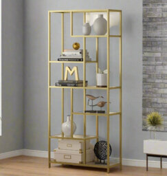 Modcraft 6-Tier Glass Bookshelf - Tall Display Bookcase & Plant Stand, Tempered Glass Shelves, - thumbnail 3