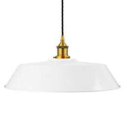 White Large Chancery Painted Dome Pendant Light With Antique Gold Lamp Holder And Black Twisted Cable - Se Home - thumbnail 1