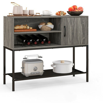 Gainoom Grey Sideboard Buffet Cabinet Coffee Bar Cabinet Wooden Console Table - image 1