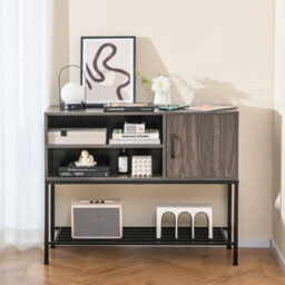 Gainoom Grey Sideboard Buffet Cabinet Coffee Bar Cabinet Wooden Console Table - thumbnail 8