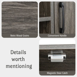 Gainoom Grey Sideboard Buffet Cabinet Coffee Bar Cabinet Wooden Console Table - thumbnail 4