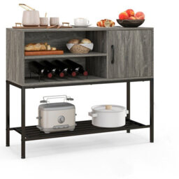 Gainoom Grey Sideboard Buffet Cabinet Coffee Bar Cabinet Wooden Console Table - thumbnail 1