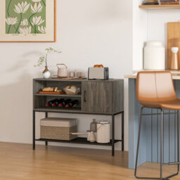 Gainoom Grey Sideboard Buffet Cabinet Coffee Bar Cabinet Wooden Console Table - thumbnail 7