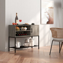 Gainoom Grey Sideboard Buffet Cabinet Coffee Bar Cabinet Wooden Console Table - thumbnail 3