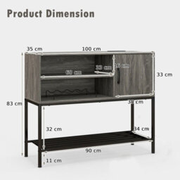 Gainoom Grey Sideboard Buffet Cabinet Coffee Bar Cabinet Wooden Console Table - thumbnail 2