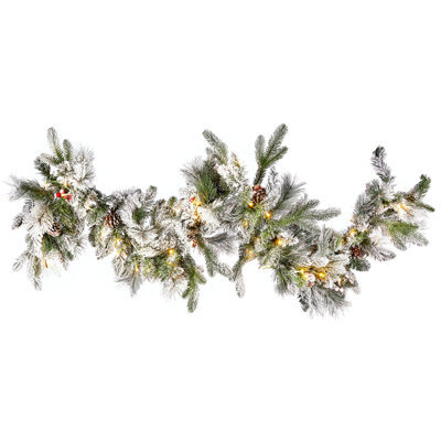 Beliani Pre-Lit Snowy Christmas Garland 180 Cm White Whitehorn - image 1