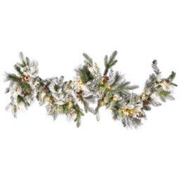 Beliani Pre-Lit Snowy Christmas Garland 180 Cm White Whitehorn - thumbnail 1