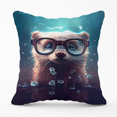 Warren Reed Designer Ferret Splashart Water Outdoor Cushion 45Cm X 45Cm - image 1