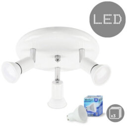 Valuelights White Ceiling Bar Spotlight And Gu10 Spotlight Led 5W Warm White 3000K Bulbs - thumbnail 1