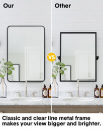 Black Rectangular Wall Mirror Bathroom Metal Framed Mirror Rounded Corner 76 X 55Cm - thumbnail 4