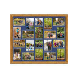 AK Frames 80X70Cm Oak Classic Multi Photo Frame With Blue Mount - Holds 20 Apertures (18X) 6X4, (2X) 4X4 Photos - thumbnail 1