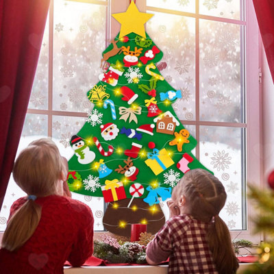 Amorly Kids Felt Christmas Craft Set 100Cm, Diy Wall Hanging Tree With 40 Removable Christmas Ornaments, Fun Festive Decor For Toddlers - image 1