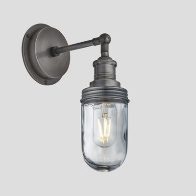 Industville Brooklyn Outdoor & Bathroom Wall Light, Pewter Holder, Pewter Ring - image 1