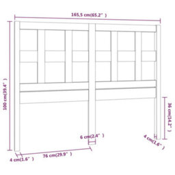 Berkfield Bed Headboard Grey 165.5X4X100 Cm Solid Wood Pine - thumbnail 6