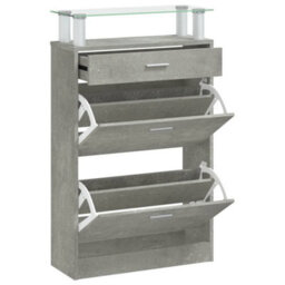 Berkfield Shoe Cabinet Concrete Grey 63X24X104 Cm Engineered Wood - thumbnail 2