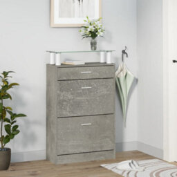 Berkfield Shoe Cabinet Concrete Grey 63X24X104 Cm Engineered Wood - thumbnail 3