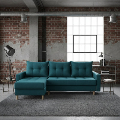 Bodo Modern Scandi Sofa Comfortable Fabric Upholstered Settee Minimalist 3 Seater Couch For Living Room Turquoise - image 1