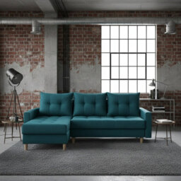 Bodo Modern Scandi Sofa Comfortable Fabric Upholstered Settee Minimalist 3 Seater Couch For Living Room Turquoise