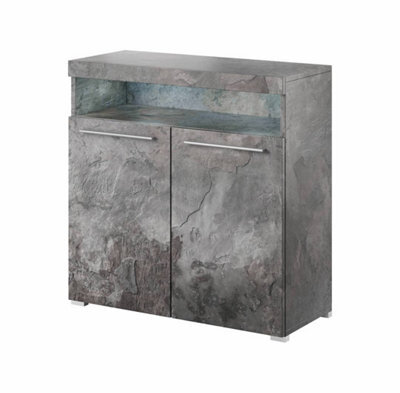 Arte Elegant Schiefer India 45 Highboard Cabinet, 2 Doors, 1 Open Shelf, Optional Led, H920mm W910mm D390mm - image 1