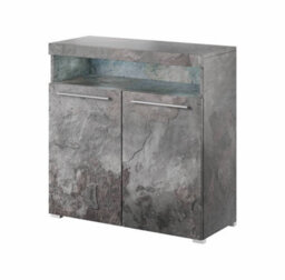 Arte Elegant Schiefer India 45 Highboard Cabinet, 2 Doors, 1 Open Shelf, Optional Led, H920mm W910mm D390mm - thumbnail 1