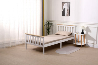 Starlight Beds Somnium White And Natural Wood Shaker Wooden Bed Frame King Size - image 1