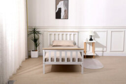 Starlight Beds Somnium White And Natural Wood Shaker Wooden Bed Frame King Size - thumbnail 2