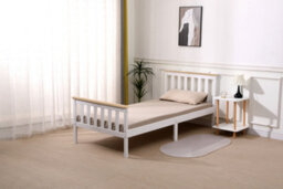 Starlight Beds Somnium White And Natural Wood Shaker Wooden Bed Frame King Size - thumbnail 1