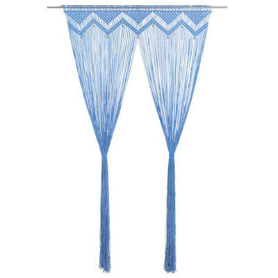 Berkfield Practical Macrame Curtain Blue 140X240 Cm Cotton