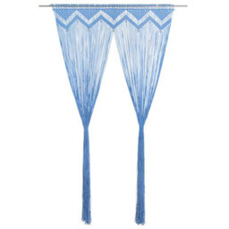 Berkfield Practical Macrame Curtain Blue 140X240 Cm Cotton
