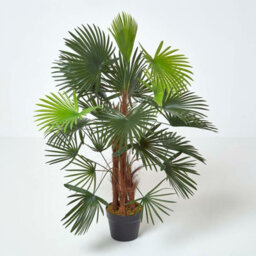 Homescapes Artificial Green Handcrafted 'lady Palm' Tree Rhapis Plant With Pot, 90 Cm