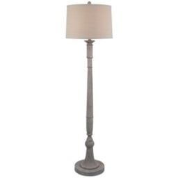 Hill Interiors Stella Floor Lamp With Linen Shade - Resin - L41 X W41 X H154 Cm - White - thumbnail 1