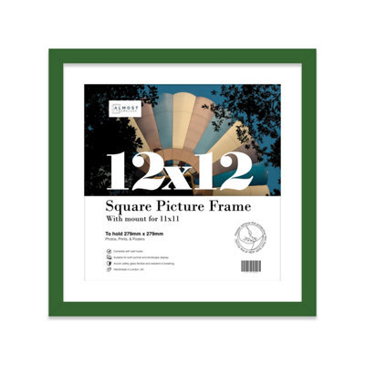 "12X12"" Green Picture Frame - 12X12"" Square Frame With 11X11"" Mount For 12X12""/11X11"" Pictures Art Deco Style Room Decor, 1 Pack" - image 1