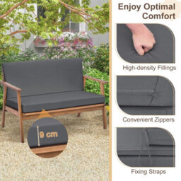 Costway 4 Pcs Outdoor Conversation Set Patio Acacia Wood Sofa Furniture Set - thumbnail 6