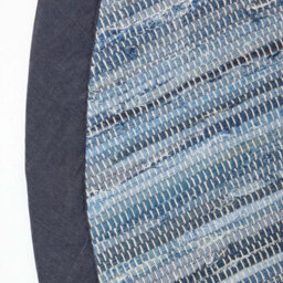 Homescapes Blue Denim Handwoven Striped Chindi Large Round Rug - thumbnail 3